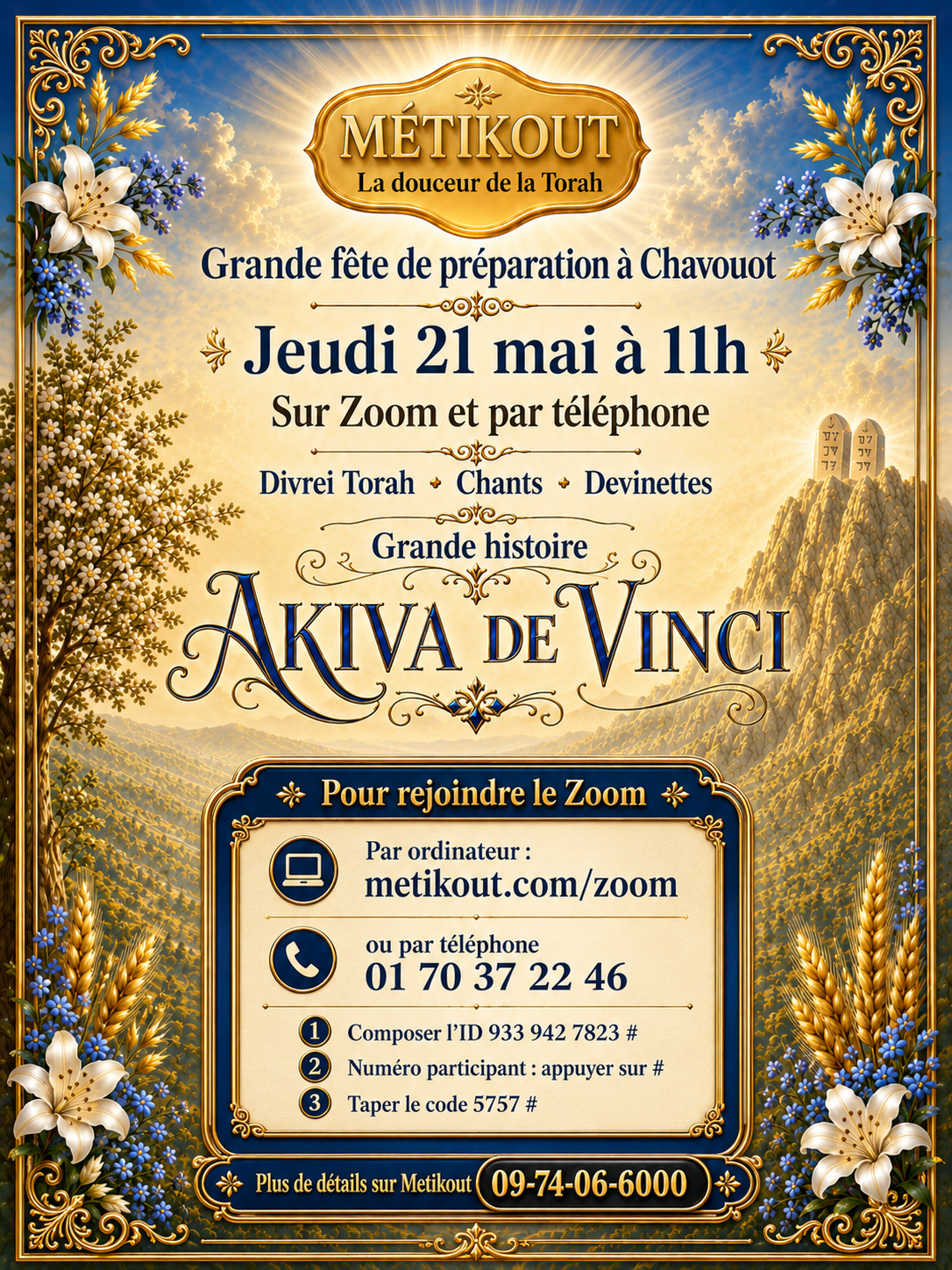 Préparation à Chavouot par Zoom 2026